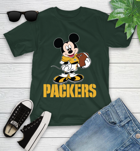 NFL Football Green Bay Packers Cheerful Mickey Mouse Shirt Youth T-Shirt 5