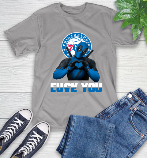 NBA Philadelphia 76ers Deadpool Love You Fuck You Basketball Sports T-Shirt 6