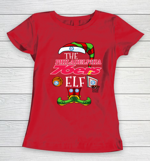 Philadelphia 76ers Christmas ELF Funny NBA Women's T-Shirt 9
