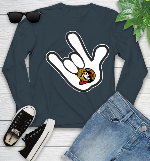 Ottawa Senators NHL Hockey Mickey Rock Hand Disney Youth Long Sleeve 8