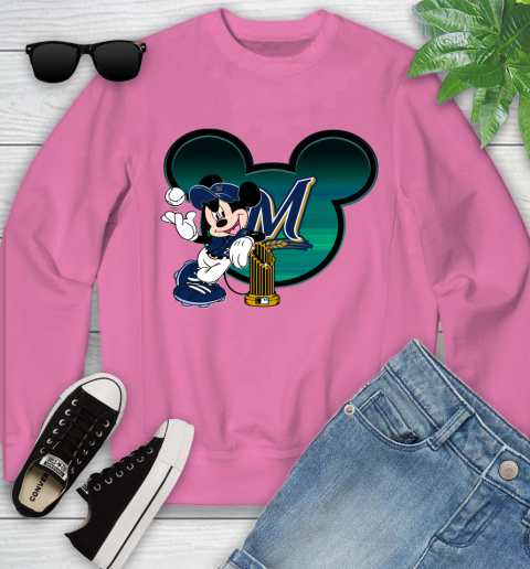 MLB Milwaukee Brewers The Commissioner's Trophy Mickey Mouse Disney Youth Sweatshirt 7