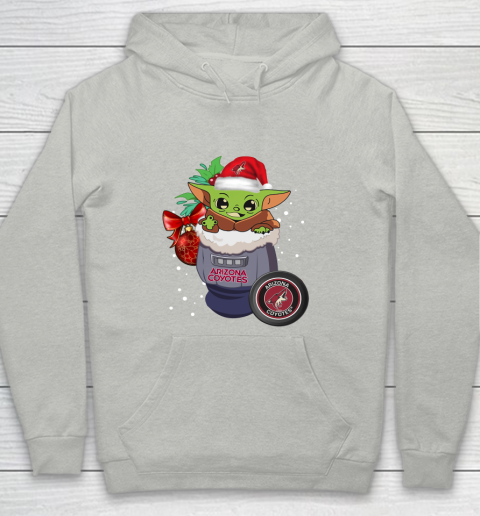 Arizona Coyotes Christmas Baby Yoda Star Wars Funny Happy NHL Youth Hoodie 2