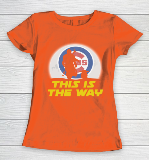 Chicago Cubs MLB Baseball Star Wars Yoda And Mandalorian This Is The Way Women's T-Shirt 3