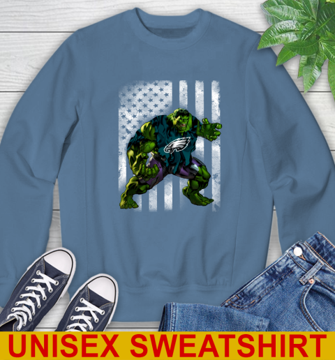 Philadelphia Eagles Hulk Marvel Avengers NFL Football American Flag Sweatshirt 10