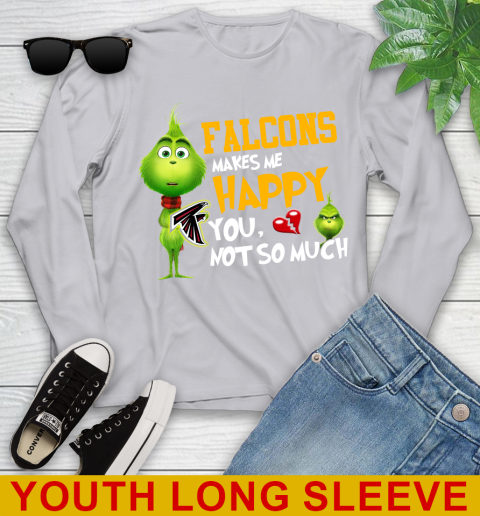 NFL Atlanta Falcons Makes Me Happy You Not So Much Grinch Football Sports Youth Long Sleeve 5