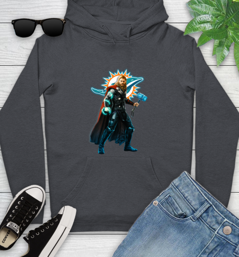 NFL Thor Avengers Endgame Football Miami Dolphins Youth Hoodie 8
