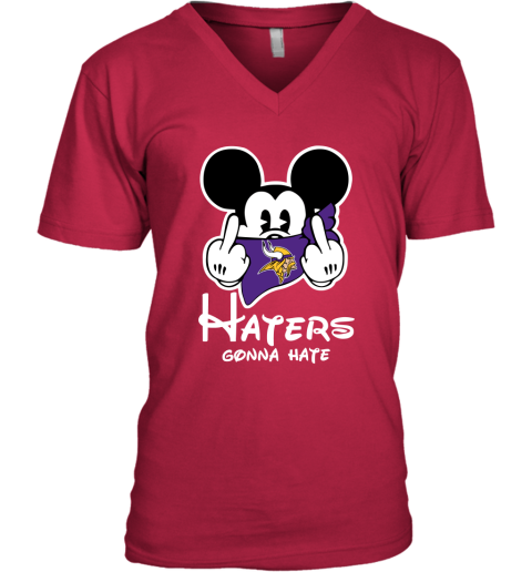 NFL Minnesota Vikings Haters Gonna Hate Mickey Mouse Disney Football T Shirt xtD7qsSqJKR v neck unisex 8 95 151514 front cherry red