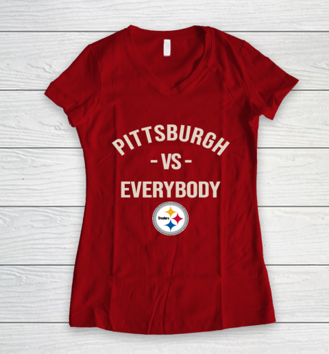 Pittsburgh Steelers Vs Everybody Women's V-Neck T-Shirt 8