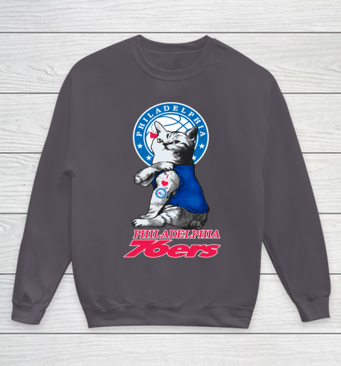 NBA Basketball My Cat Loves Philadelphia 76ers Youth Sweatshirt 5