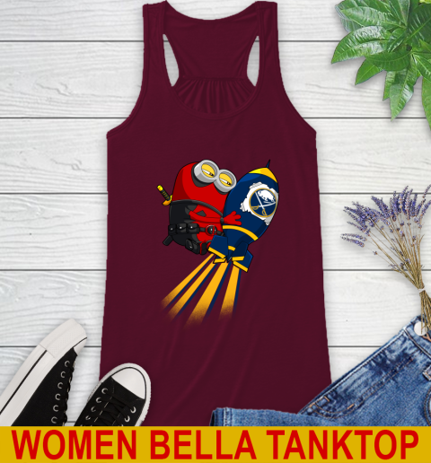 NHL Hockey Buffalo Sabres Deadpool Minion Marvel Shirt Racerback Tank 2