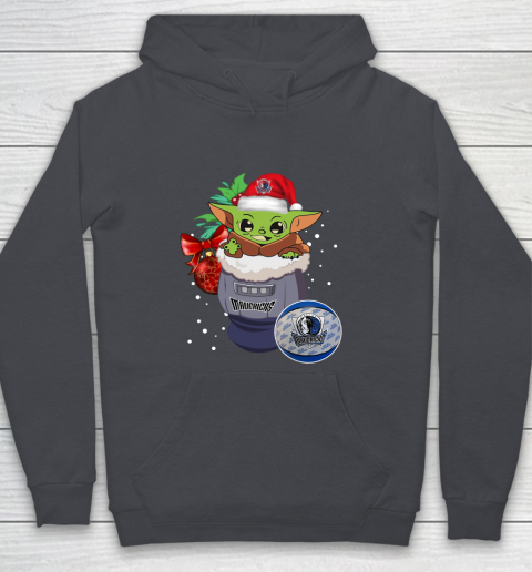 Dallas Mavericks Christmas Baby Yoda Star Wars Funny Happy NBA Youth Hoodie 7