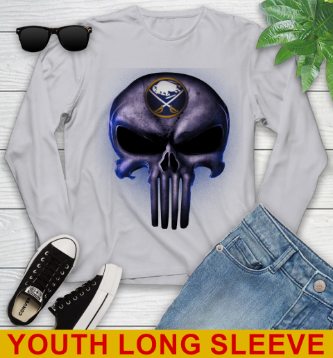 Buffalo Sabres NHL Hockey Punisher Skull Sports Youth Long Sleeve 5