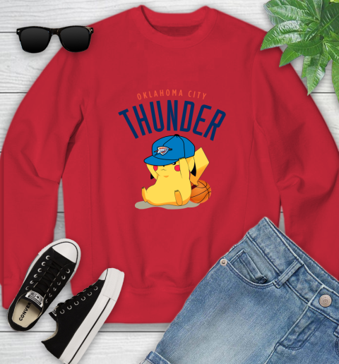 NBA Pikachu Basketball Sports Oklahoma City Thunder Youth Sweatshirt 9