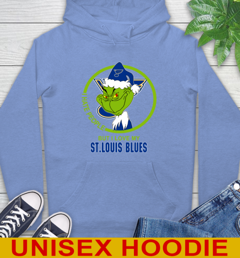 St.Louis Blues NHL Christmas Grinch I Hate People But I Love My Favorite Hockey Team Hoodie 11