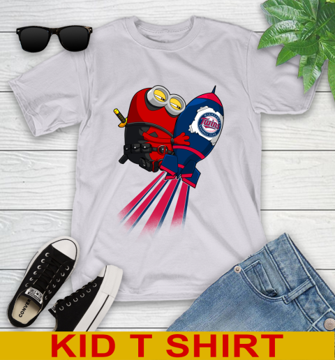 MLB Baseball Minnesota Twins Deadpool Minion Marvel Shirt Youth T-Shirt 4