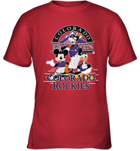 Colorado Rockies Mickey Donald And Goofy Baseball Youth T-Shirt