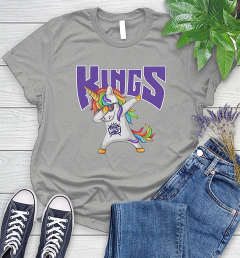 Sacramento Kings NBA Basketball Funny Unicorn Dabbing Sports Women's T-Shirt 10