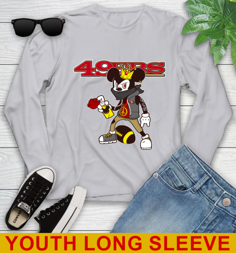 San Francisco 49ers NFL Football Mickey Peace Sign Sports Youth Long Sleeve 6