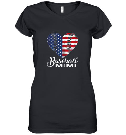 Baseball Mimi Shirt Mother's Day Gifts Women's V-Neck T-Shirt