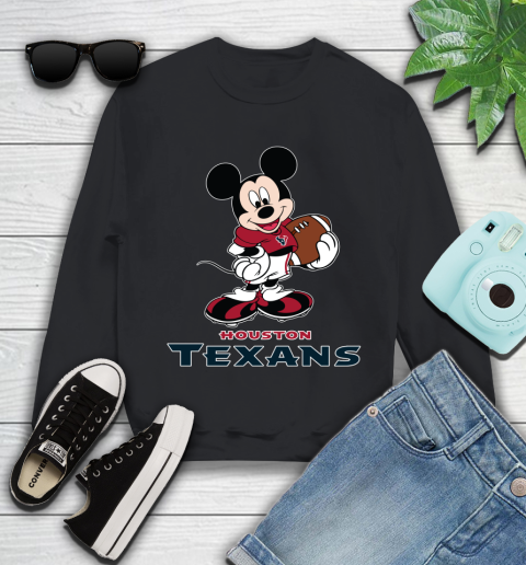 NFL Football Houston Texans Cheerful Mickey Mouse Shirt Youth Sweatshirt