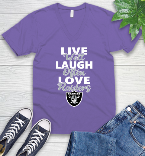 NFL Football Oakland Raiders Live Well Laugh Often Love Shirt V-Neck T-Shirt 8
