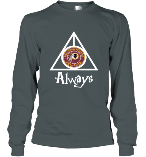 Always Love The Washington Redskins x Harry Potter Mashup NFL h0ap always love the washington redskins x harry potter long sleeve tee 14 front dark heather