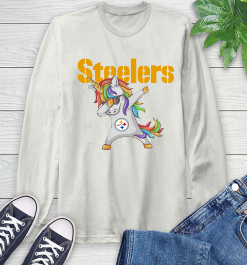 Pittsburgh Steelers NFL Football Funny Unicorn Dabbing Sports Long Sleeve T-Shirt 12