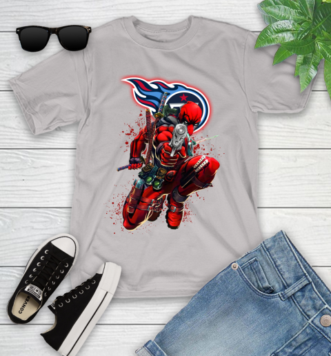 NFL Deadpool Marvel Comics Sports Football Tennessee Titans Youth T-Shirt 12