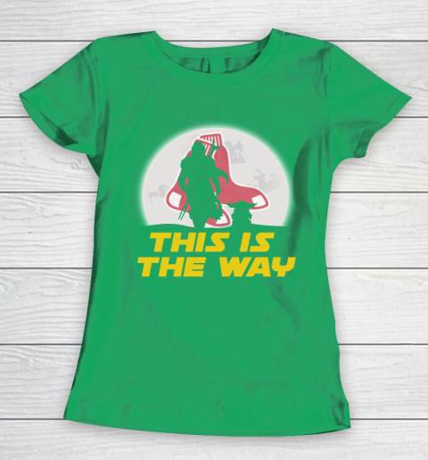 Boston Red Sox MLB Baseball Star Wars Yoda And Mandalorian This Is The Way Women's T-Shirt 5
