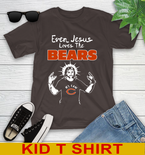 Chicago Bears NFL Football Even Jesus Loves The Bears Shirt Youth T-Shirt 6
