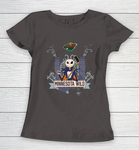 NHL Minnesota Wild Hockey Jack Skellington Halloween Women's T-Shirt 7