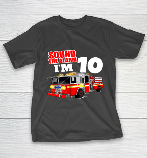 Kids Fire Truck 10th Birthday T Shirt Boy Firefighter 10 Years Old T-Shirt
