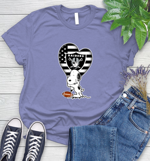 Oakland Raiders NFL Football The Peanuts Movie Adorable Snoopy Women's T-Shirt 11