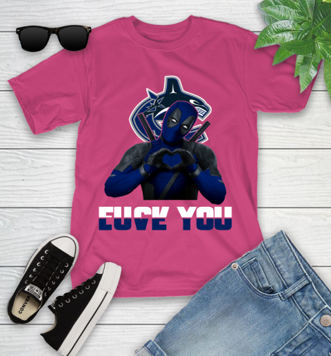 NHL Vancouver Canucks Deadpool Love You Fuck You Hockey Sports Youth T-Shirt 11