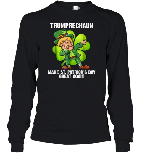 Dabbing Trumprechaun St Patricks Day Clover Funny T Youth Long Sleeve