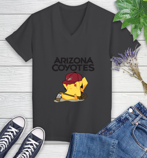 NHL Pikachu Hockey Sports Arizona Coyotes Women's V-Neck T-Shirt 8