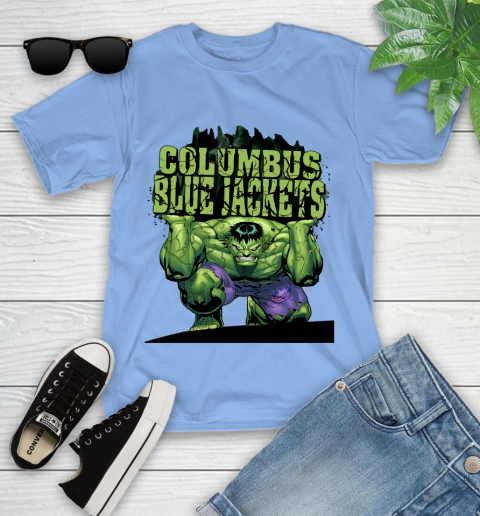 Columbus Blue Jackets NHL Hockey Incredible Hulk Marvel Avengers Sports Youth T-Shirt 11