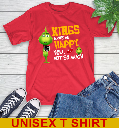 NHL Los Angeles Kings Makes Me Happy You Not So Much Grinch Hockey Sports T-Shirt 12