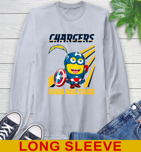 NFL Football Los Angeles Chargers Captain America Marvel Avengers Minion Shirt Long Sleeve T-Shirt 6
