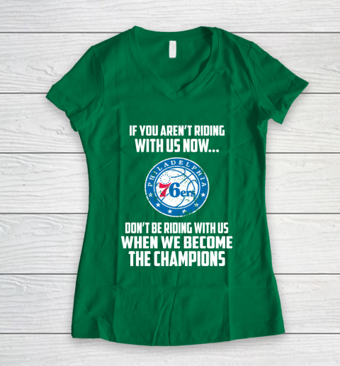 NBA Philadelphia 76ers Basketball We Become The Champions Women's V-Neck T-Shirt 3