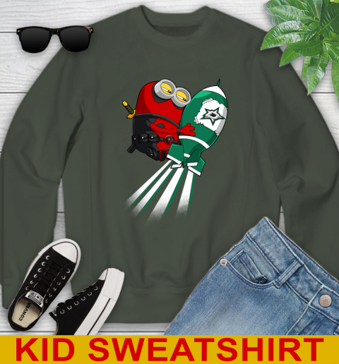 NHL Hockey Dallas Stars Deadpool Minion Marvel Shirt Youth Sweatshirt 8