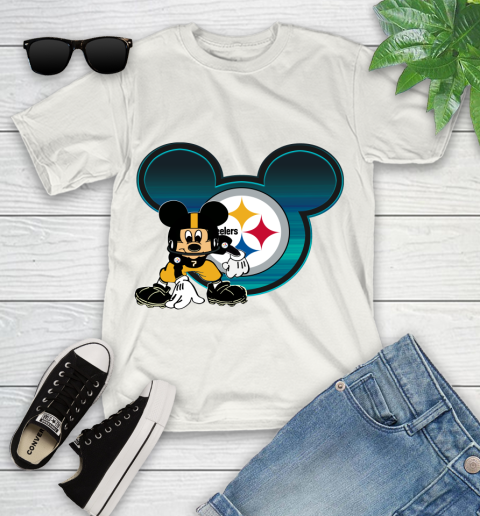 NFL Pittsburgh Steelers Mickey Mouse Disney Football T Shirt Youth T-Shirt