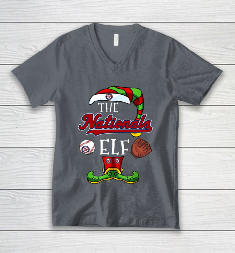 Washington Nationals Christmas ELF Funny MLB V-Neck T-Shirt 4