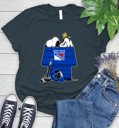 New York Rangers NHL Hockey Snoopy Woodstock The Peanuts Movie Women's T-Shirt 8