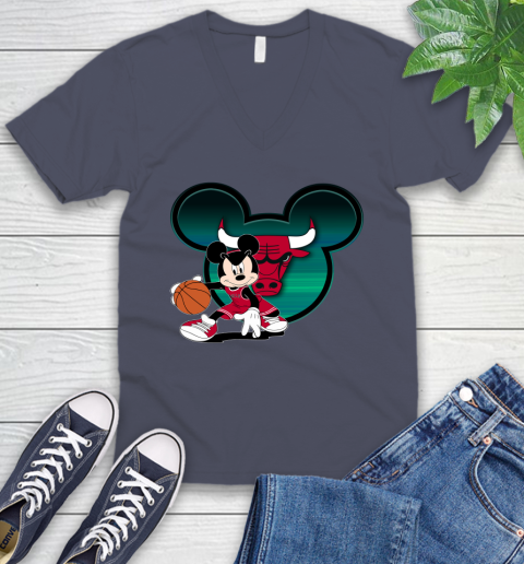 NBA Chicago Bulls Mickey Mouse Disney Basketball V-Neck T-Shirt 9