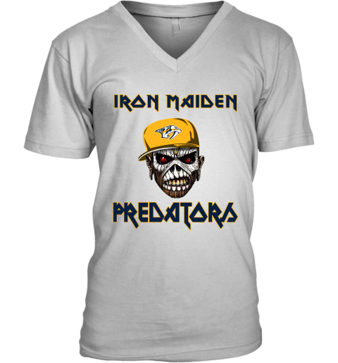 NHL Nashville Predators Iron Maiden Rock Band Music Hockey Sports u8VFmjpoMpR v neck unisex 8 95 151514 front white