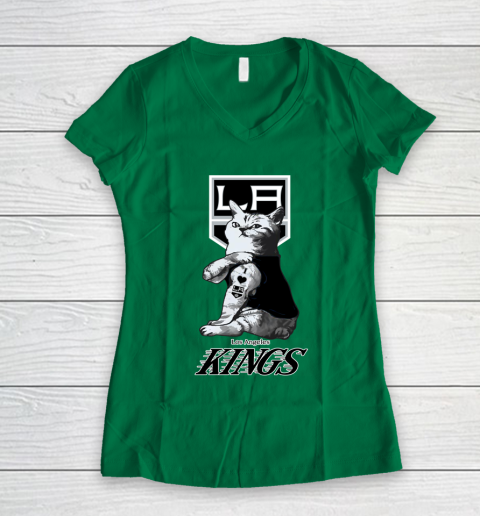 NHL My Cat Loves Los Angeles Kings Hockey Women's V-Neck T-Shirt 3