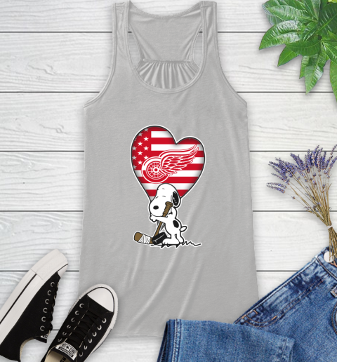 Detroit Red Wings NHL Hockey The Peanuts Movie Adorable Snoopy Racerback Tank