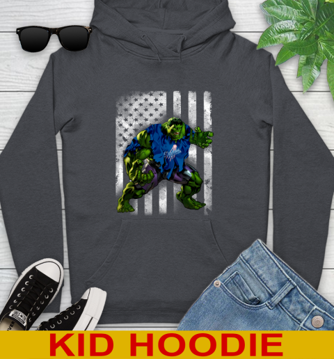 Los Angeles Dodgers Hulk Marvel Avengers MLB Baseball American Flag Youth Hoodie 9