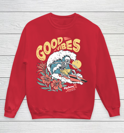 Good Vibes Skeleton Surfer Youth Sweatshirt 7